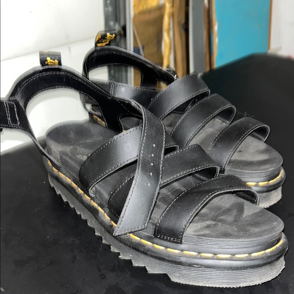 Dr Marten Black Platform Strappy Sandals